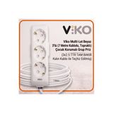 VİKO Multi-Let Beyaz 3'lü 7 Metre Topraklı Çocuk Korumalı Grup Priz (3x2.5 TTR Tam Bakır Kalın Kablo)