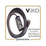 Viko Multi-Let Siyah 2'li 40 Metre Topraklı Çocuk Korumalı Kablolu Grup Priz