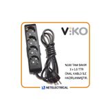 Viko Multi-Let Siyah 4'lü 10 Metre Topraklı Çocuk Korumalı Kablolu Grup Priz