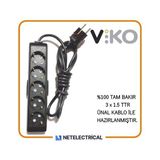 Viko Multi-Let Siyah 5'li 25 Metre Topraklı Çocuk Korumalı Kablolu Grup Priz