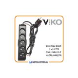 Viko Multi-Let Siyah 5'li 7 Metre Topraklı Çocuk Korumalı Kablolu Grup Priz