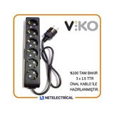 Viko Multi-Let Siyah 6'lı 1 Metre Topraklı Çocuk Korumalı Kablolu Grup Priz