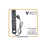 Viko Multi-Let Siyah 6'lı Anahtarlı 10 Metre Topraklı Çocuk Korumalı Kablolu Grup Priz