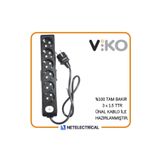 Viko Multi-Let Siyah 6'lı Anahtarlı 2 Metre Topraklı Çocuk Korumalı Kablolu Grup Priz