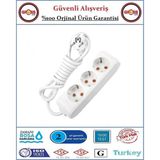 Viko Multi-Let Üçlü Topraklı Priz - 2 Metre - Çocuk Korumalı - Beyaz - Orjinal Ürün
