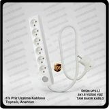 Viko Multi-Let UPS 6'lı Beyaz 3x1.5 6 m Hes Kablo Tam Bakır Anahtarlı Topraklı Çocuk Korumalı Uzatma