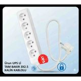 Viko Multi-Let Ups Li 5 Li(1 ile 15 Metre Arası) Topraklı Çocuk Korumalı Uzatma ( 3x2.5 Ünal Kablo Tam Bakır) Uzatma Seyyar. - Beyaz - 10 METRE