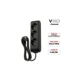 Viko Multilet Üçlü 5Mt Kablolu Siyah Grup Priz 3Lü Ara Kablo Topraklı Klemensli