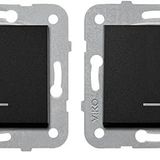 Viko Novella Siyah Işik Light Mekanizma+Düğme Kapak Çabuk Bağlanti Çarpma Karşıtı Çocuk Korumalı 2li paket