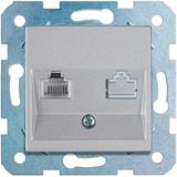 Viko Novella Trenda Gümüş Cat6+Cat3 Mekanizma+Düğme Kapak Data Nümeris