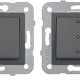 Viko Novella/Trenda Füme Tek Düğmeli Jaluzi Mekanizma+Düğme Kapak Çabuk Bağlanti Çarpma Karşıtı Çocuk Korumalı 2li paket