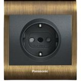 Viko Panasonic Thea Blu Topraklı Priz, Çerçeve Antique+Dore, Kapak Füme