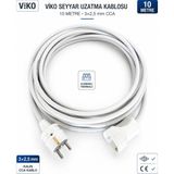 Viko Seyyar Uzatma Kablosu 10 Metre 3x2.5 mm Cca Kablo | Orijinal Viko Erkek Dişi Fiş | Klemensli Terminalli | Topraklı | Tse Ce Belgeli - Beyaz