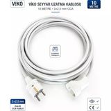 Viko Seyyar Uzatma Kablosu 10 Metre 3X2.5 Mm Cca Kablo | Orijinal Viko Erkek Dişi Fiş | Klemensli Terminalli | Topraklı | Tse Ce Belgeli