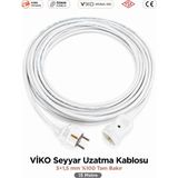 Viko Seyyar Uzatma Kablosu 15M (15 Metre) 3x1.5 mm %100 Bakır Öznur Kablo | Orijinal Viko Erkek Dişi Fiş | Klemens Terminalli | Topraklı | Tse Ce Belgeli - Beyaz