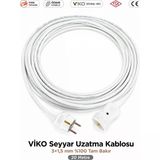Viko Seyyar Uzatma Kablosu 20M (20 Metre) 3X1.5 Mm %100 Bakır Öznur Kablo | Orijinal Viko Erkek Dişi Fiş | Klemens Terminalli | Topraklı | Tse Ce Belgeli