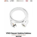 Viko Seyyar Uzatma Kablosu 3M (3 Metre) 3X1.5 Mm %100 Bakır Öznur Kablo | Orijinal Viko Erkek Dişi Fiş | Klemens Terminalli | Topraklı | Tse Ce B