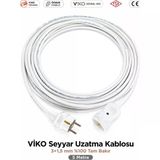 Viko Seyyar Uzatma Kablosu 5M (5 Metre) 3X1.5 Mm %100 Bakır Öznur Kablo | Orijinal Viko Erkek Dişi Fiş | Klemens Terminalli | Topraklı | Tse Ce B