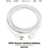 Viko Seyyar Uzatma Kablosu 5m (5 Metre) 3x1.5 mm %100 Bakır Öznur Kablo | Orijinal Viko Erkek Dişi Fiş | Klemens Terminalli | Topraklı | Tse Ce Belgeli - Beyaz