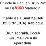 Viko Siyah 3'lü Topraklı Çocuk Korumalı Grup Priz 10 Metre Kablo