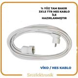 Viko Tekli 1.5 Hes Kablo Seyyar (12 Ile 40 Metre Arası) Topraklı Uzatma ( 3x1.5 Hes Kablo Tam Bakır) Ttr Kablo Tseli HO5VV-F