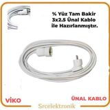 Viko Tekli ( 11 ile 40 Metre) 3x2.5 Ünal Kablo Seyyar Topraklı Uzatma ( 3x2.5 Ünal Kablo Tam Bakır)