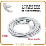Viko Tekli Askılı ( 1 ile 10 Metre) 3x2.5 Ünal Kablo Seyyar Topraklı Uzatma ( 3x2.5 Ünal Kablo Tam Bakır) Ttr Kablo HO5VV-F