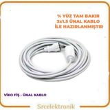 Viko Tekli Askılı Uzatma Seyyar Kablo (1 ile 10 Metre Arası) ( 3x1.5 Tam Bakır) Ttr Kablo HO5VV-F