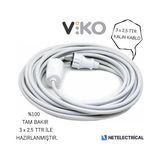 Viko Tekli Topraklı Seyyar Uzatma Kablosu 2 Metre (Tam Bakır Kalın 3 x 2.5 Ttr Kablo) - Beyaz