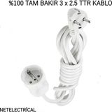 Viko Tekli Topraklı Seyyar Uzatma Kablosu 30 Metre 3 x 2,5 TTR - Beyaz