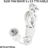 Viko Tekli Topraklı Seyyar Uzatma Kablosu 35 Metre 3 x 2,5 TTR - Beyaz