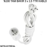 Viko Tekli Topraklı Seyyar Uzatma Kablosu 40 Metre 3 x 1,5 TTR - Beyaz