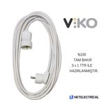 Viko Tekli Topraklı Seyyar Uzatma Kablosu 5 Metre (Tam Bakır 3 x 1 Ttr Kablo) - Beyaz