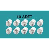 Viko Topraklı Dişi Fiş - 10 ADET - Beyaz