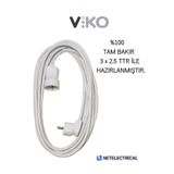 Viko Topraklı Uzatma Seyyar Kablosu 2 Metre ( Tam Bakır 3x2.5 Ttr )