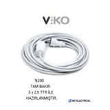 VİKO Topraklı Uzatma Seyyar Kablosu 20 Metre ( Tam Bakır 3x2.5 Ttr )