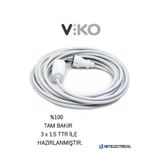 VİKO Topraklı Uzatma Seyyar Kablosu 30 Metre ( Tam Bakır 3x1.5 Ttr )