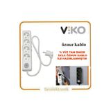 VİKO Viko Multi-Let 4 Lü 3X2.5 Öznur Kablo TAM BAKIR (3 METRE) Anahtarlı Topraklı Çocuk Korumalı Uzatma