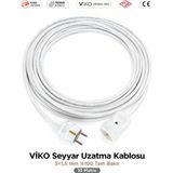 Viko VİKO Seyyar Uzatma Kablosu 10m (10 Metre) 3x1.5 mm %100 Bakır Öznur Kablo | Orijinal VİKO Erkek Dişi Fiş | Klemens Terminalli | Topraklı | TSE CE Belgeli - Beyaz