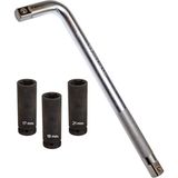 Vıktec 4 Parça 380 mm Lastik Bijon Anahtarı 17MM 19MM 21MM Lokmalı Profesyonel Kullanım İçin