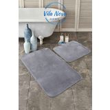 Vila Nova Home (80X120-80X50) 2'li Gri Peluş Post Yumuşak Yıkanabilir Banyo Halısı Klozet Takımı