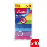 Vileda 10 Paket 8 Li %100 Mikrofiber Colors Temizlik Bezi