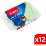 Vileda 12 Paket 2'li Parlak Konfor Oluklu Bulaşık Süngeri - 12'li