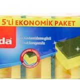 Vileda 141125 Oluklu Hijyenik Bulaşık Süngeri, Tırnak Koruyuculu, 5'li Ekonomik Paket, Yeşil
