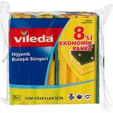 Vileda 141127 Oluklu Bulaşık Süngeri, Yeşil, 8 Parça