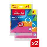 Vileda 2 Paket 4 lü %100 Mikrofiber Colors Temizlik Bezi