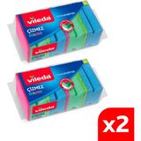 Vileda 2 Paket 4'lü Colors Çizmez Bulaşık Süngeri - 2'li