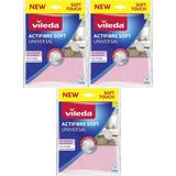Vileda 2'li Actifibre Soft Universal Mikrofiber Bez 3 Adet - Pembe - Standart