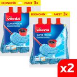 Vileda 3'lü Supermocio Klasik Mop Yedeği 2 Paket Ekonomik Uzun Süreli Kullanım İçin - 2'li