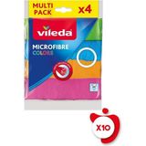 Vileda 4'lü 10 Paket Microfibre Colors Temizlik Bezi